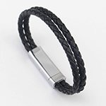 double leather bracelet cable with magnet  QWPRO0228