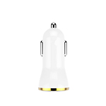 White Gold Plated Dual Usb Car Charger output 2.4A 2 port usb car charger